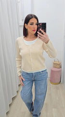 Cardigan Bicolor Beige