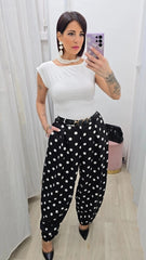 PANTALONE POIS NERO