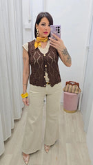 Gilet Uncinetto Marrone art.16187