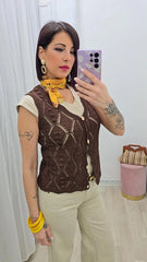 Gilet Uncinetto Marrone art.16187