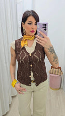 Gilet Uncinetto Marrone art.16187