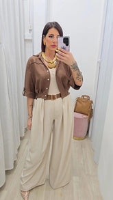 Camicia Crop Marrone