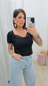 T-Shirt Pizzo Nera