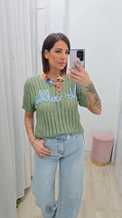 Maglia Crochet Verde " No Vobbe"