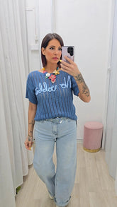 Maglia Crochet Blu " No Vobbe"