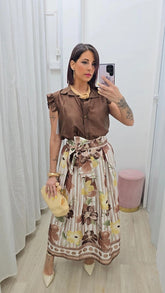 Gonna Maxi Fiori Beige