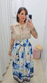 Gonna Maxi Fiori Blu