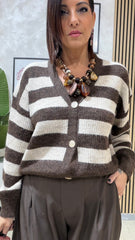Cardigan Righello Marrone
