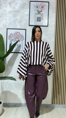 Pantalone eco pelle prugna