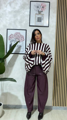 Pantalone eco pelle prugna
