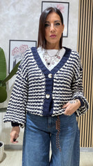 Cardigan Trama Blu