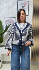 Cardigan Trama Blu