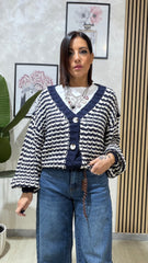 Cardigan Trama Blu