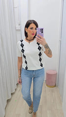 MAGLIA ROMBI BIANCA ART.719