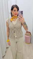 Gilet Uncinetto Beige .art.16187