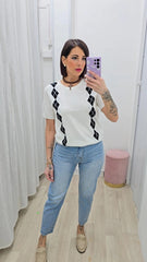 MAGLIA ROMBI BIANCA ART.719