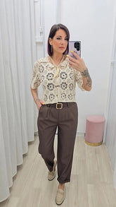 Cardigan Crochet Beige