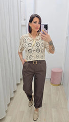 Cardigan Crochet Beige