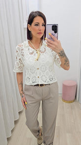 Cardigan Crochet Bianco