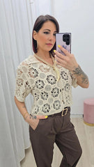 Cardigan Crochet Beige