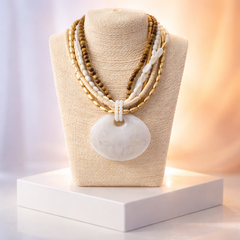 Collana Medaglia Bianco