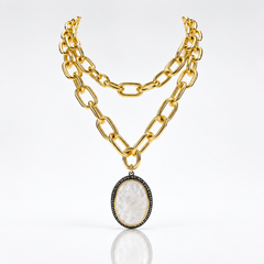 Collana Medaglia Beige