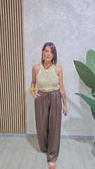 PANTALONE SATIN MARRONE