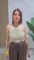 PANTALONE SATIN MARRONE