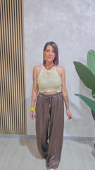 PANTALONE SATIN MARRONE