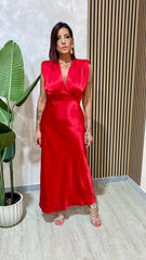 Abito Satin Rosso