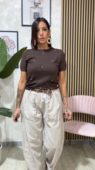 Pantalone Velluto Beige