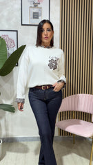 Maglione Quadrifoglio Bianco