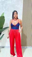 Pantaloni Satin Rosso
