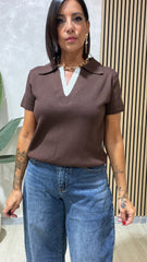 Maglia Polo Camicia Marrone