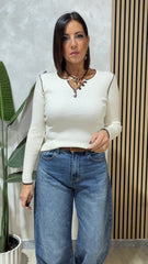 Maglia Coste Panna