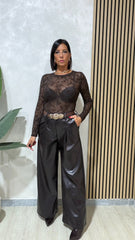 Pantalone Ecopelle Marrone art.6969