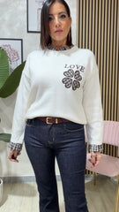 Maglione Quadrifoglio Bianco