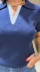 Maglia Polo Camicia Blu