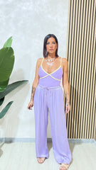 Pantaloni Satin Glicine