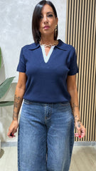Maglia Polo Camicia Blu