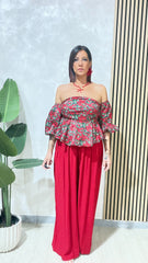 Pantalone Flower Rosso art.9297