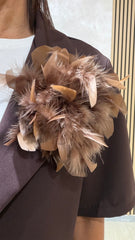 Spilla Piume Marrone