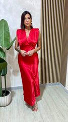 Abito Satin Rosso