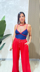Pantaloni Satin Rosso