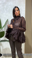 Camicia Romantica Marrone