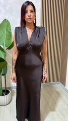 Abito Satin Marrone