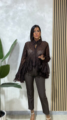 Camicia Romantica Marrone