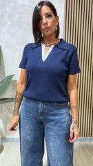 Maglia Polo Camicia Blu