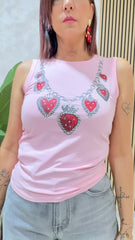 Canotta Sacro Cuore Rosa