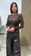 Pantalone Ecopelle Marrone art.6969